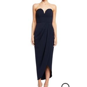 SHONA JOY navy blue u-neck bustier maxi/midi length dress size 10